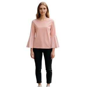 Ted Baker Jesieh Striped Bell Sleeve Cotton Top Pink Women's 4/US 10